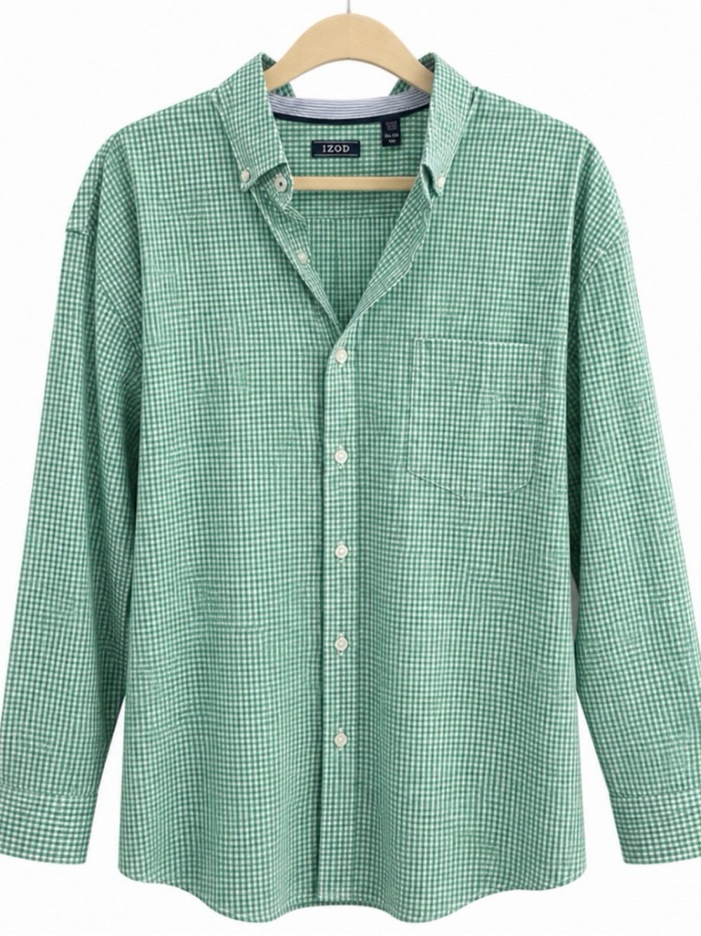 Izod Mint Green Gingham Button-Down Shirt